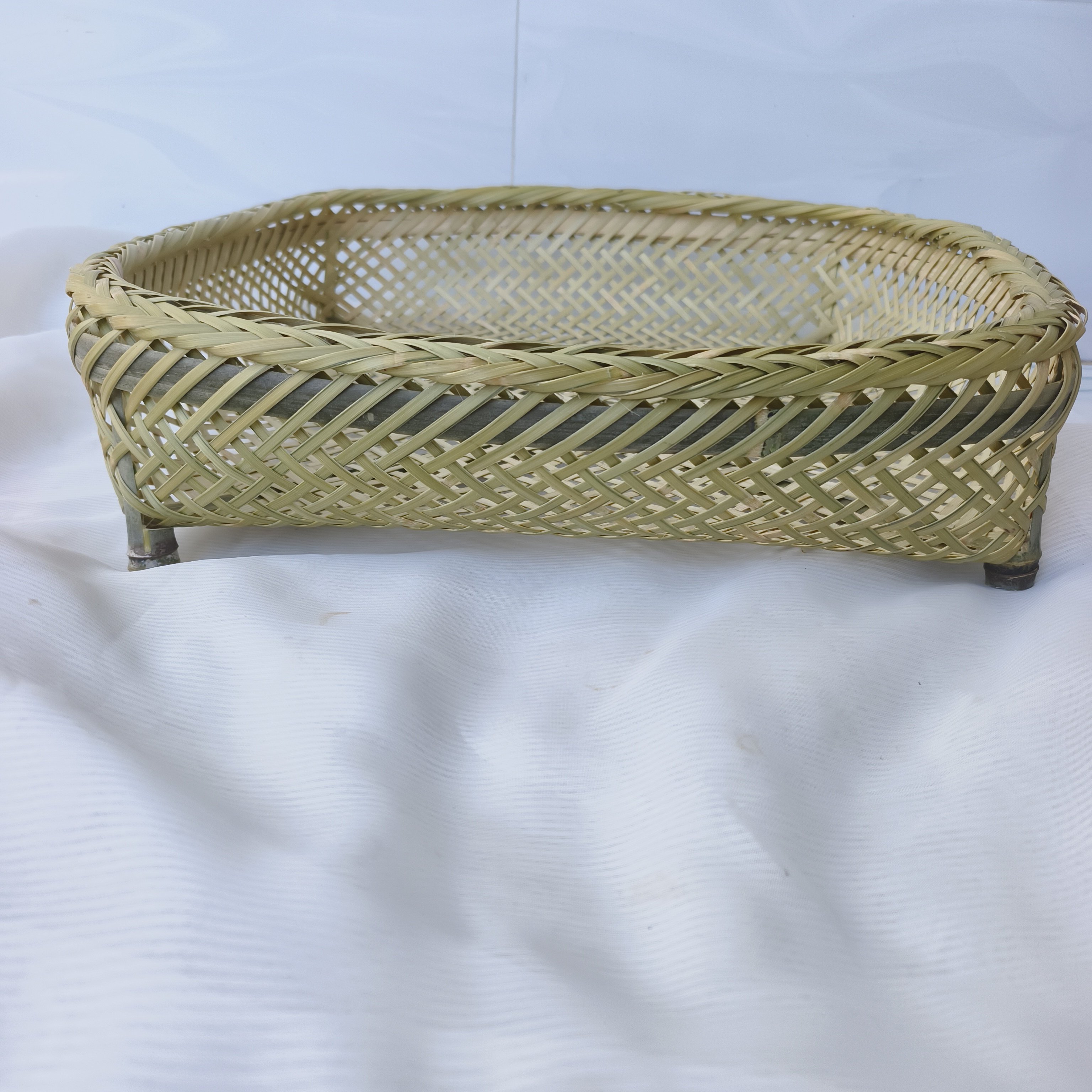 纯竹子手工编织麻篮长47厘米麻篮普通款筛豆子晾晒