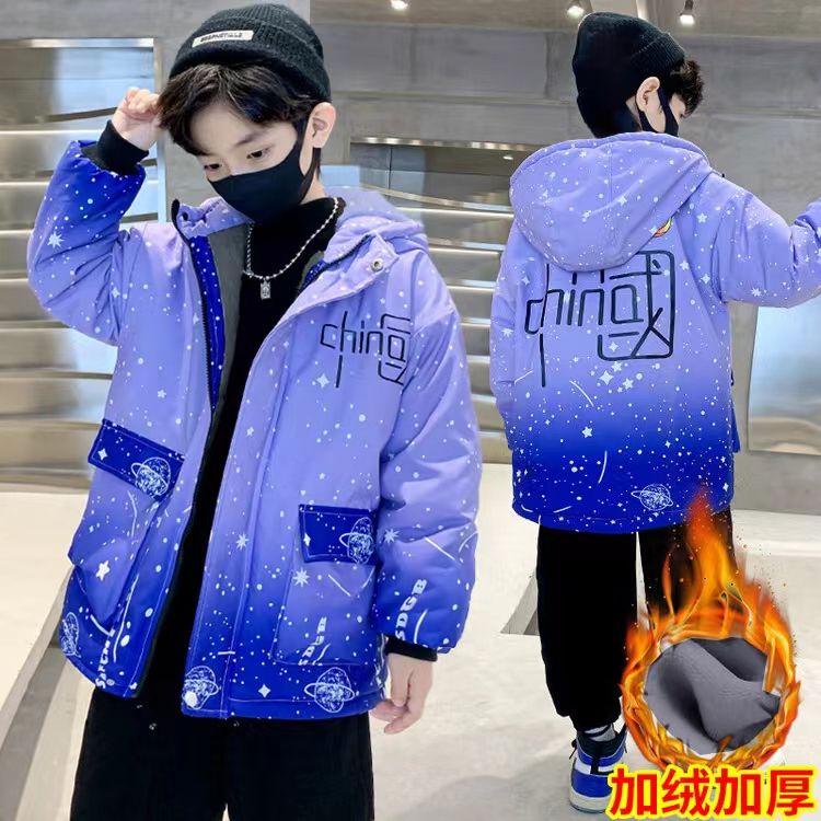 男童冬装加加厚外套新款儿童洋气派克服男孩秋冬季中大童棉衣潮