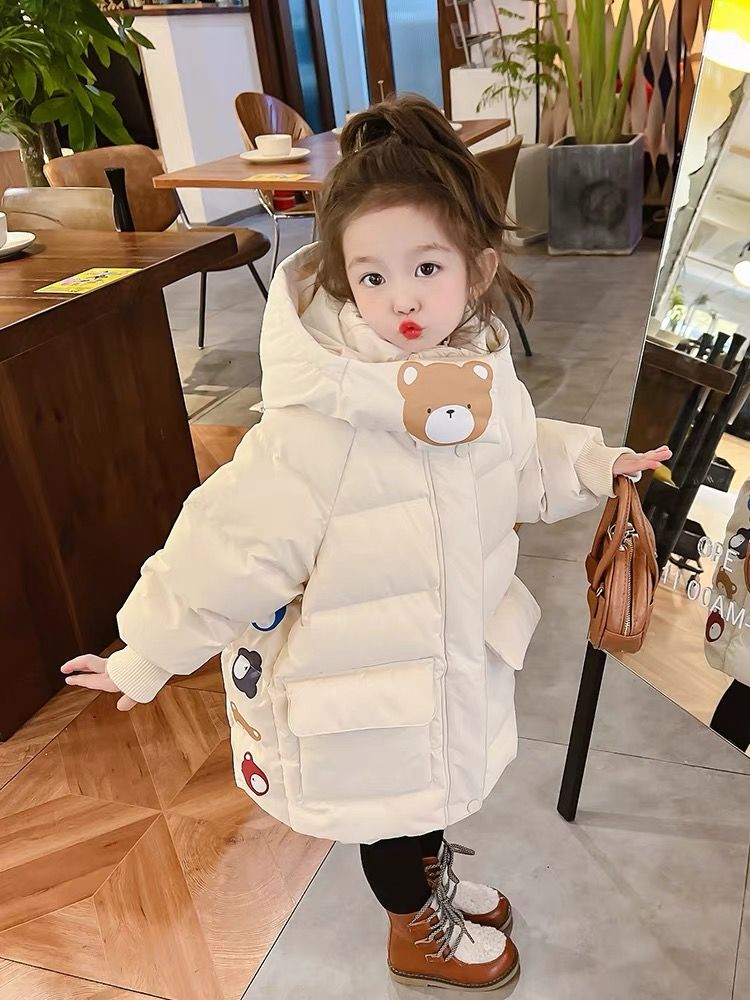 女童羽棉服2023新款冬季韩版宝宝中长款小女孩加厚洋气保暖外套
