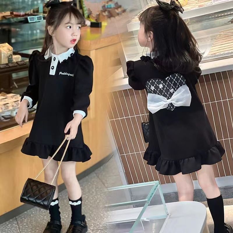 女童秋冬新款连衣裙2023儿童加公主裙洋气女孩裙时髦连衣裙
