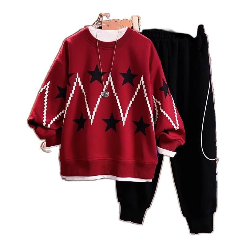 男童秋装洋气时尚套装2024新款潮秋冬装儿童秋季宽松两件套春秋