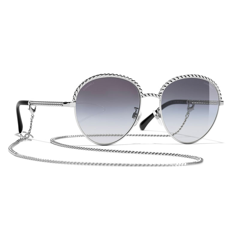 Chanel/香奈儿太阳镜时尚圆框编织链条大框圆形墨镜女CH4242