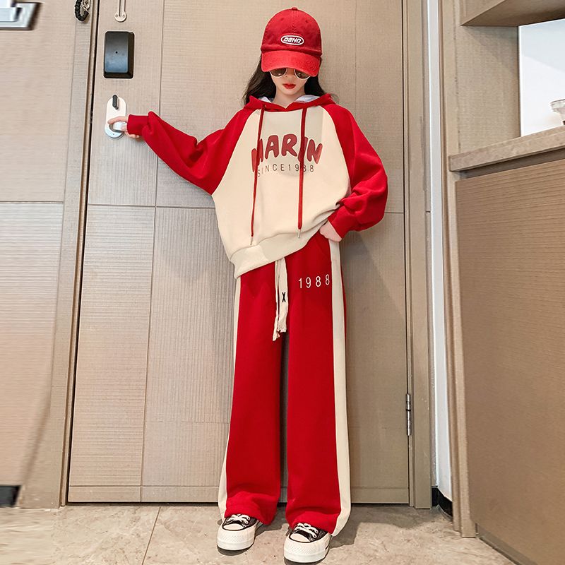 女童卫衣套装春装2023春季新款儿童洋气时髦女大童网红运动两件套