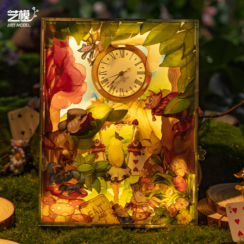 艺模爱丽丝梦游仙境USB亚克力小夜灯立体拼图手工diy拼装模型摆件