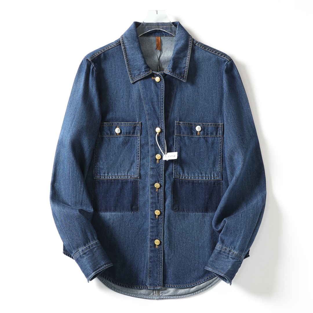 Huangxiaoqi Cowboy高端定制醋酸棉牛仔衬衫女春秋时尚衬衣8280