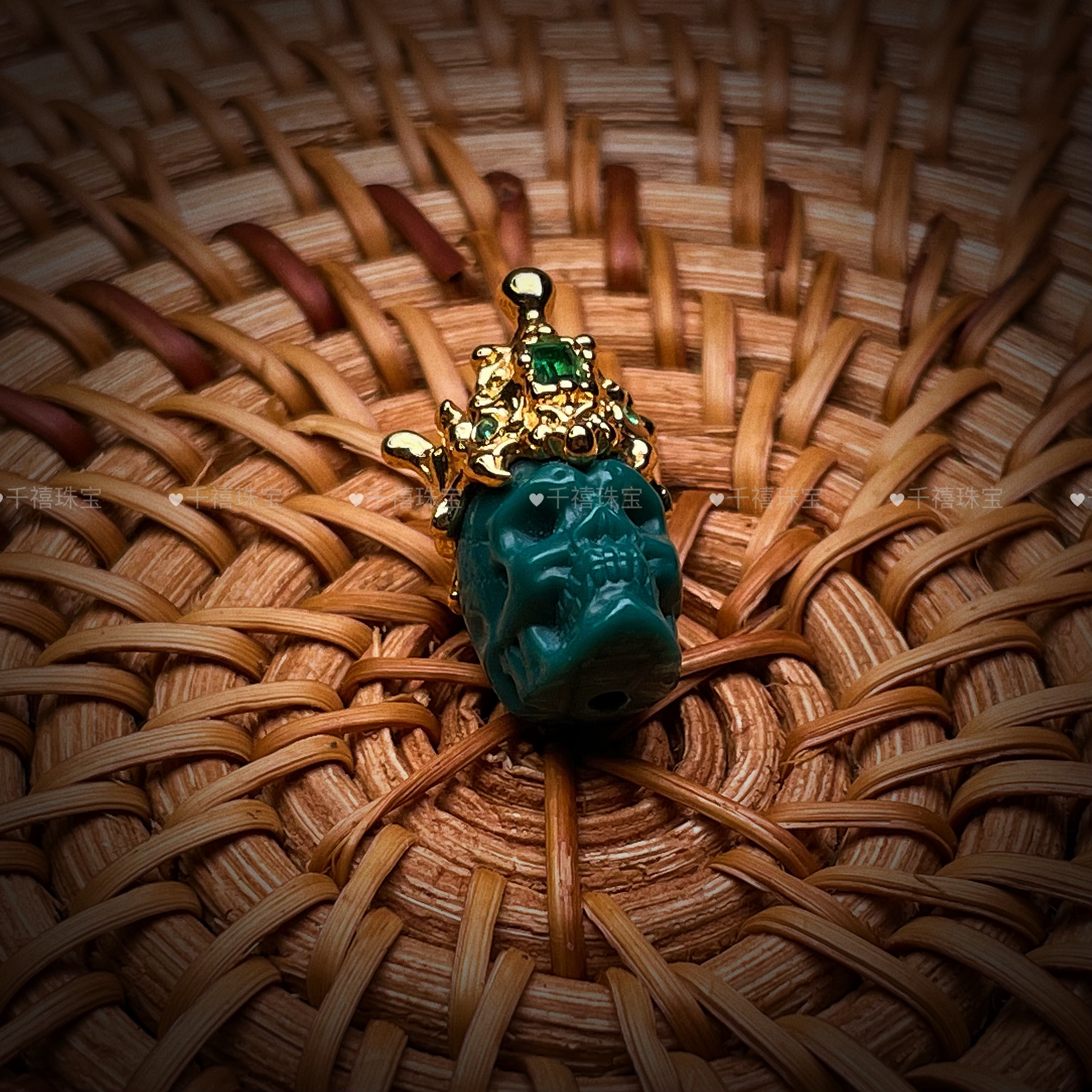 【千禧】精品复古高瓷玉化地狱色骷颅加冕【科技增瓷提色】配饰