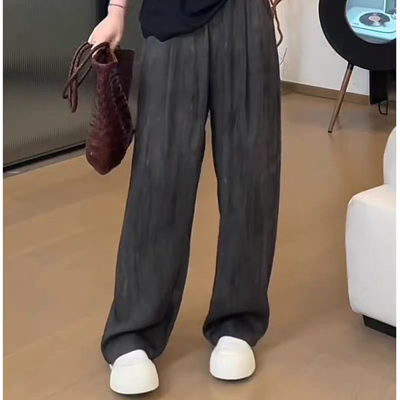 欧货时尚冰感扎染直筒休闲裤女夏季气质高腰显瘦垂感薄款阔腿长裤