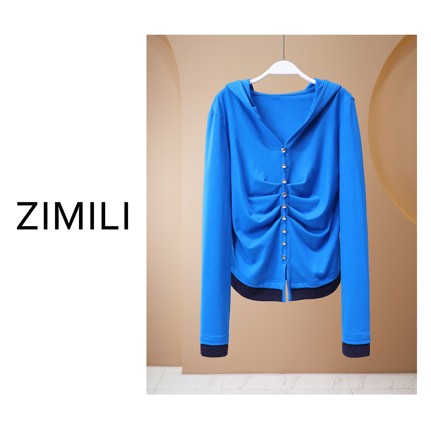 【LIANG哥女装】2024高定系《群青蓝色系》高弹塑性连帽款上衣/5365