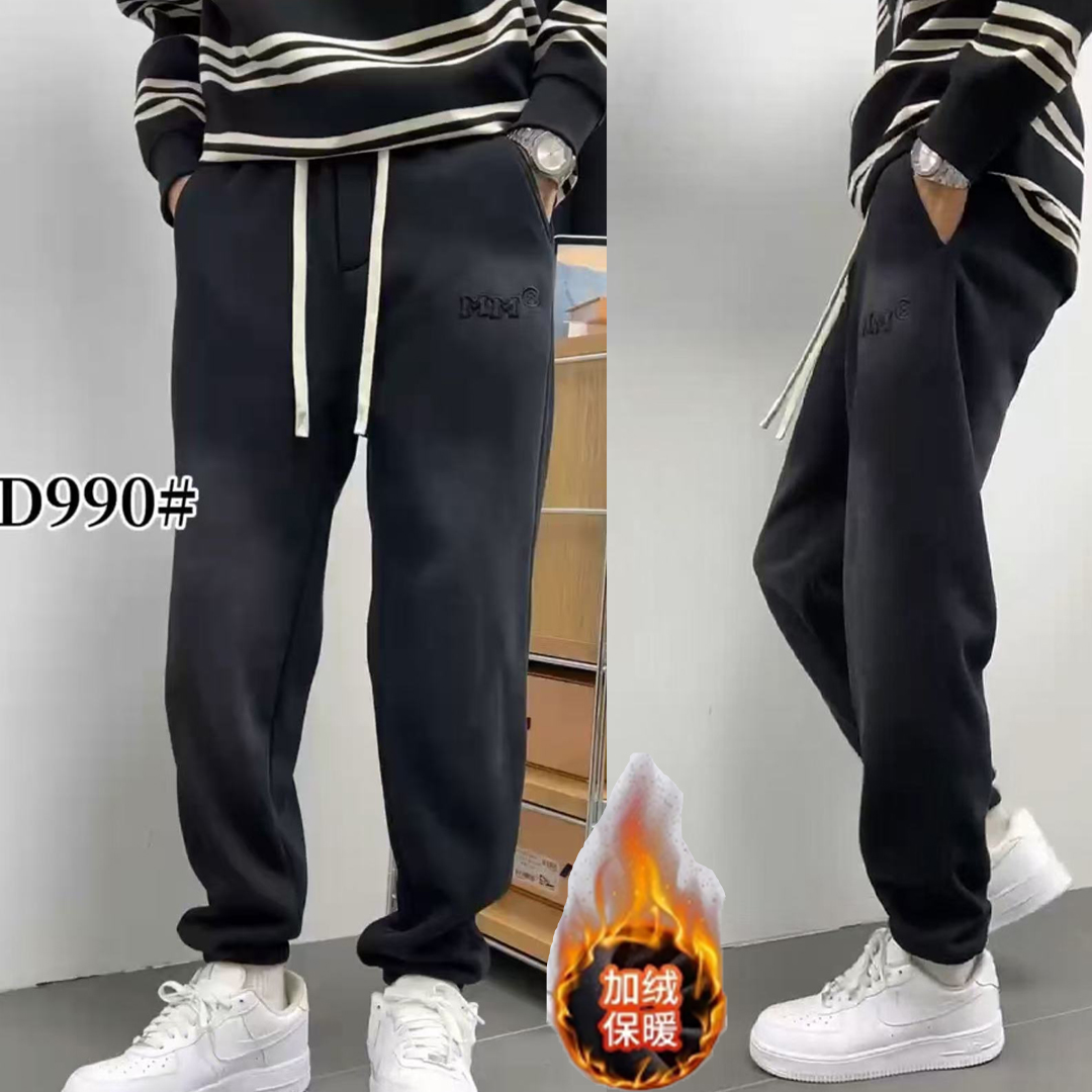 990-男士冬季新款加绒加厚痞帅潮流宽松时尚百搭束脚休闲长裤