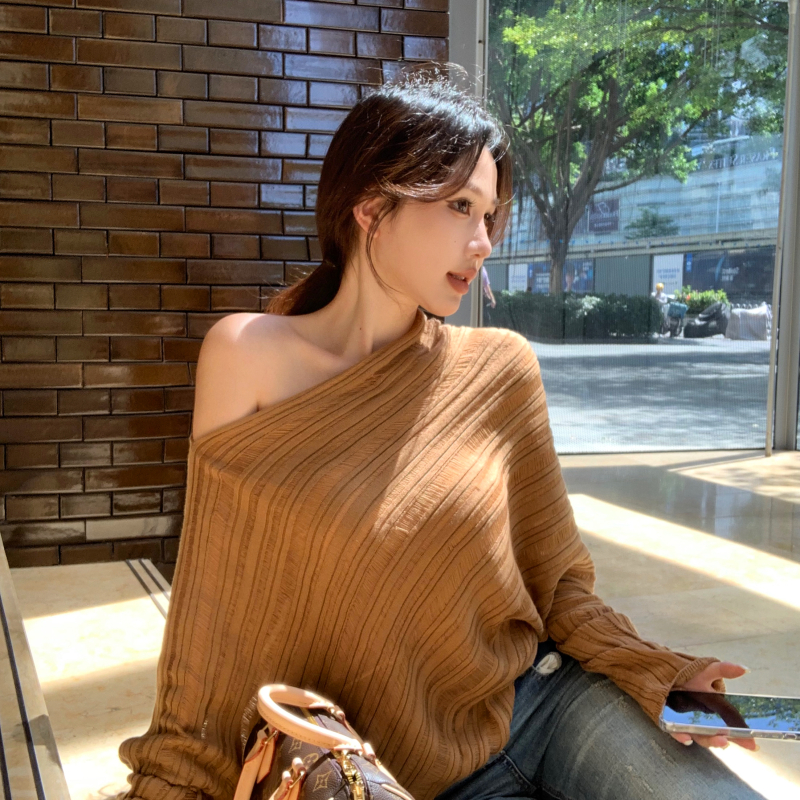 早秋季新款松弛感2024年秋不规则设计镂空毛织上衣女针织衫