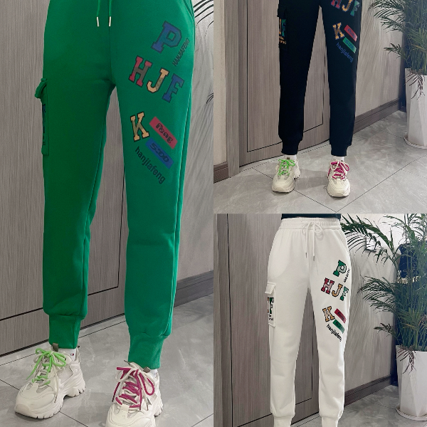 《韩家枫》172#省钱风裤印花图案潮流百搭减龄时尚休闲卫裤女