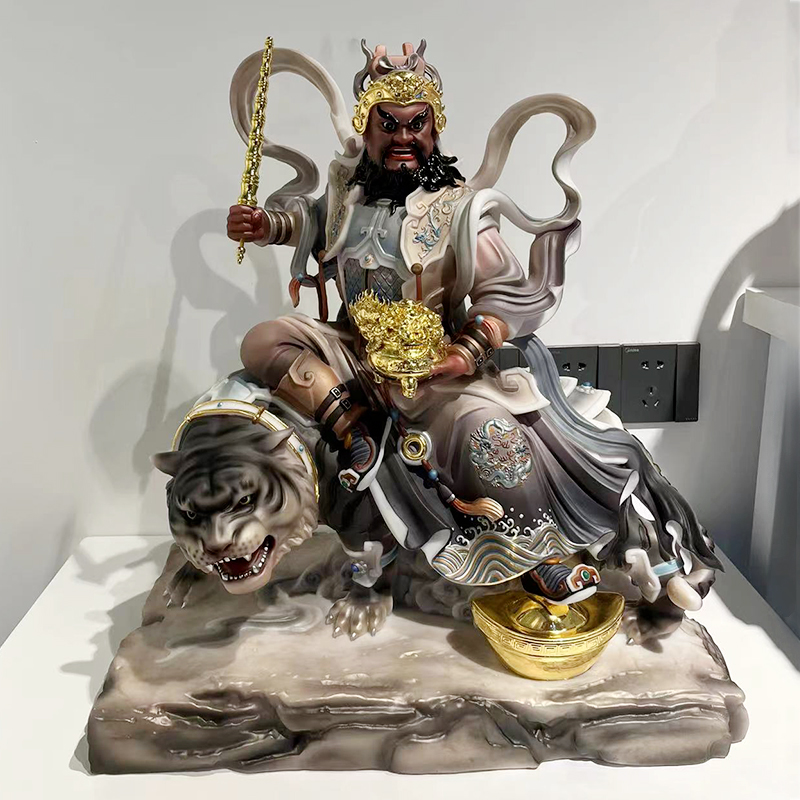 梵泽福武财神赵公明骑虎像客厅办公室摆件装饰送礼工艺品