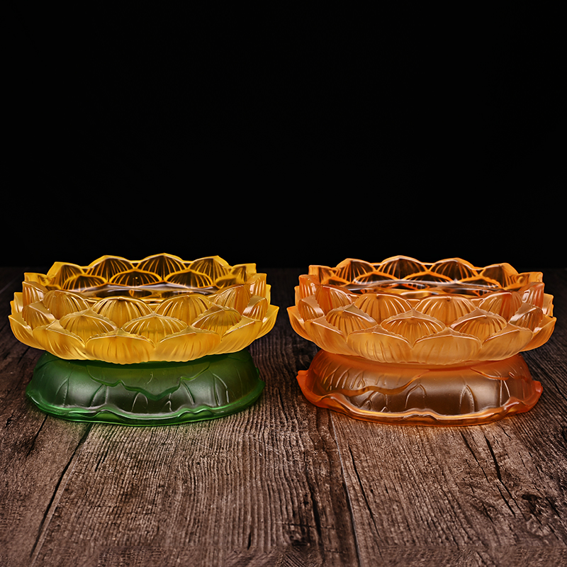 七星烛台莲花琉璃蜡烛底座家用摆件