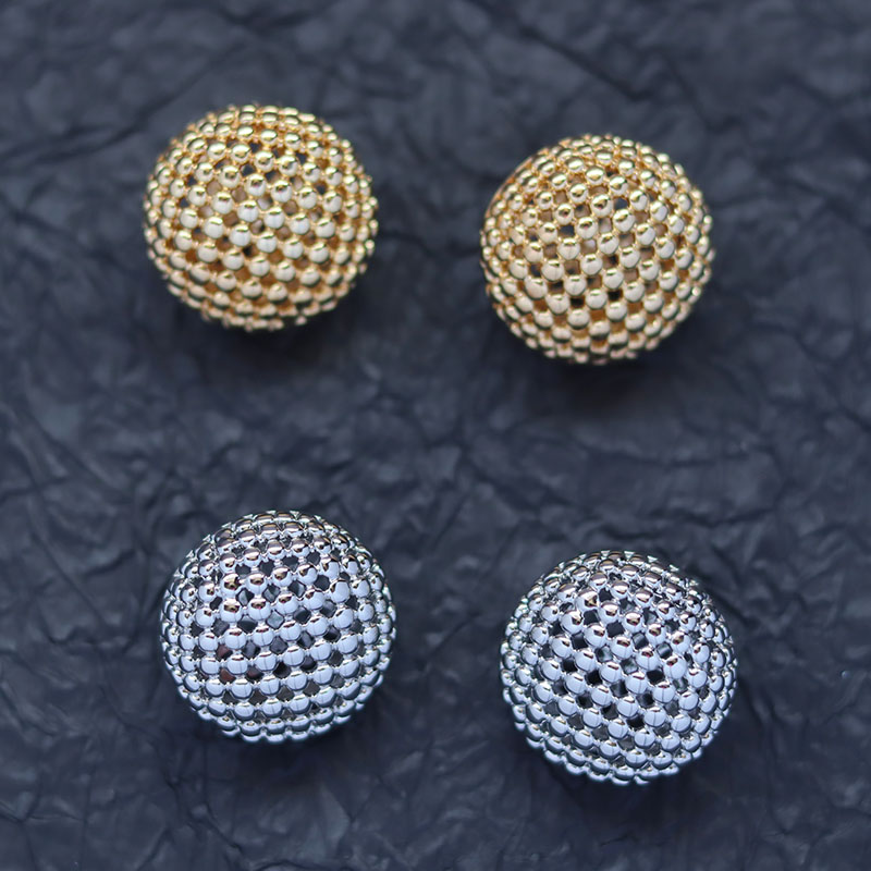 铜合金耳饰 轻奢金属圆球耳环气质金色高级感小众耳钉饰品新款