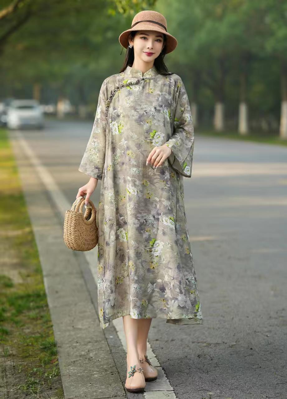 中国风旗袍气质复古中长款春夏