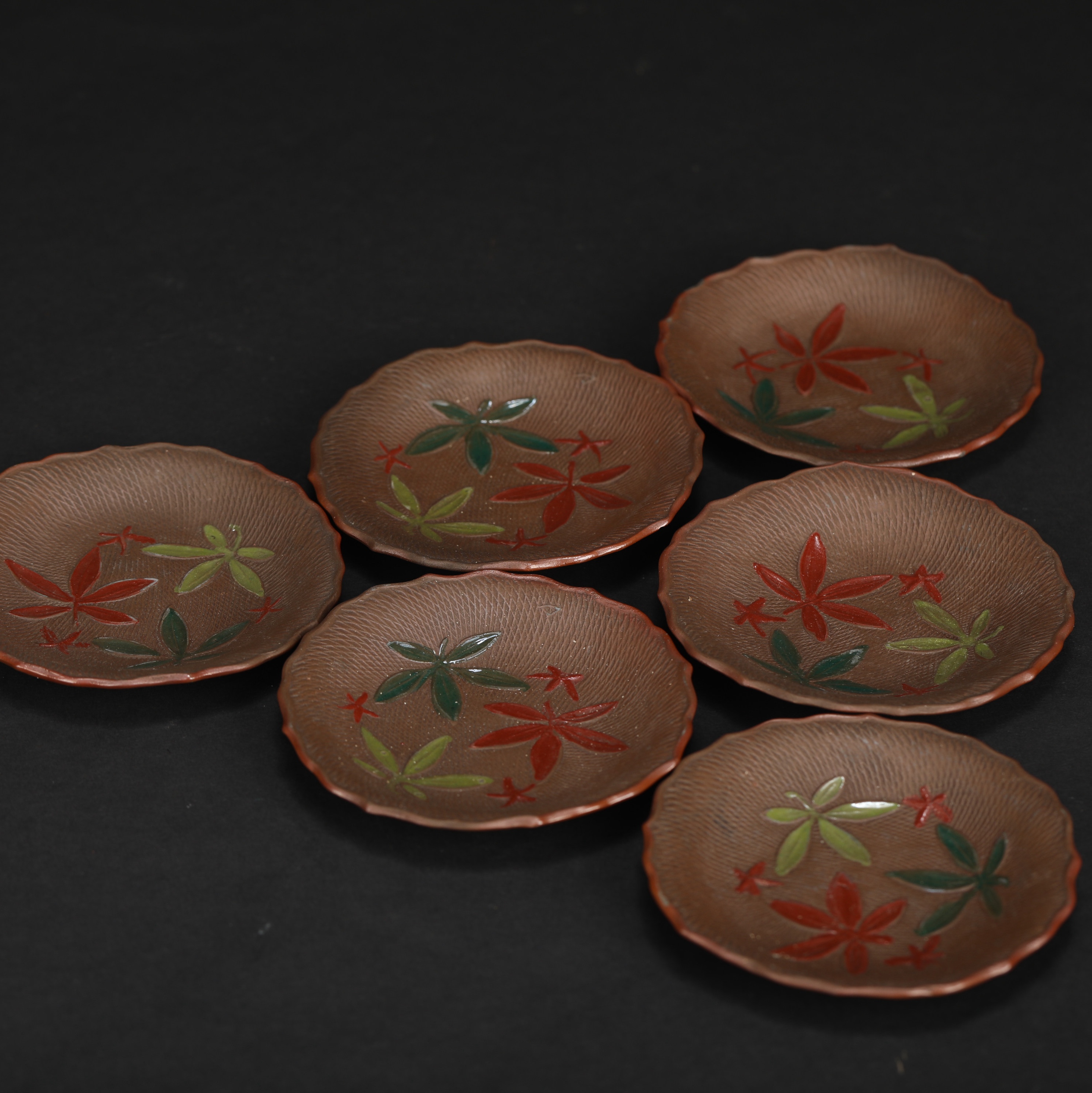 陶器备前烧茶托6客 直径8.8cm