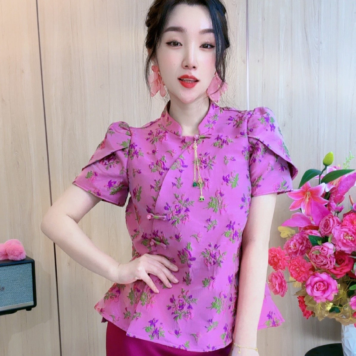 小满服饰【仲夏柔情】春夏新中式重工轻奢设计师款减龄显瘦唯美上衣