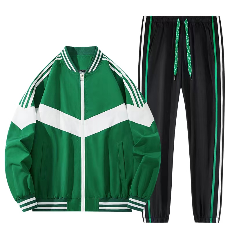 拼接色运动休闲套装