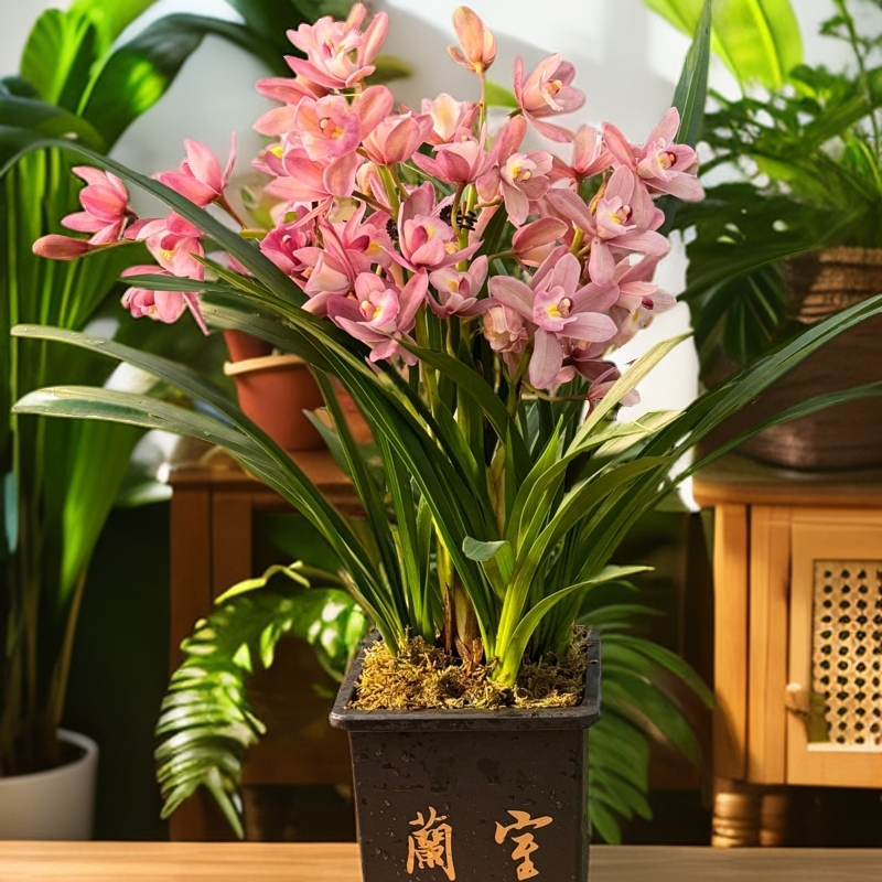 大花蕙兰【浪漫樱花变色龙】室内盆栽四季常青春节期间开花夏秋发货