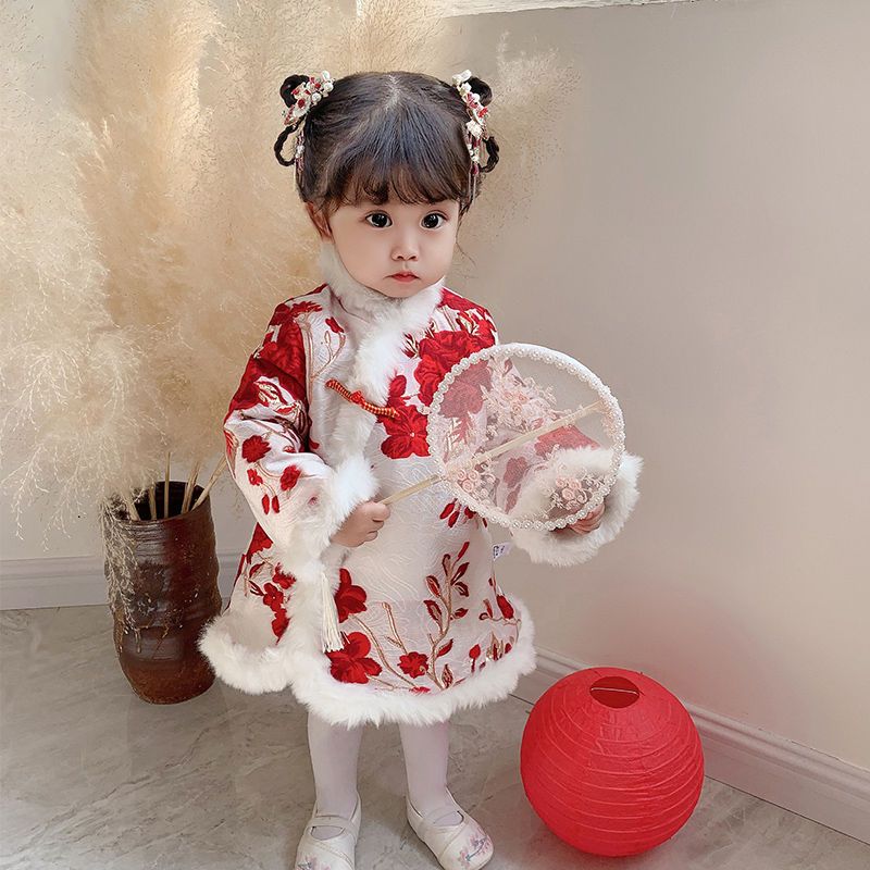 女童旗袍儿童中国风唐装婴儿过年衣服新年装童装礼服女宝宝拜年服