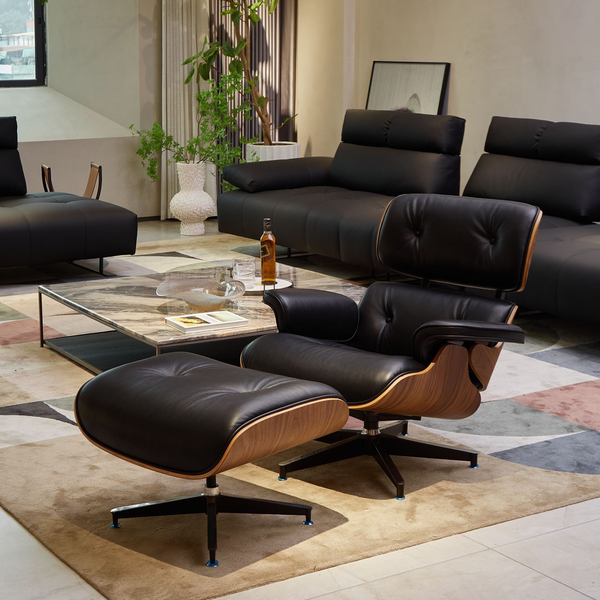 真皮伊姆斯休闲椅设计轻奢老板总裁单人真皮躺椅现代简约办公椅