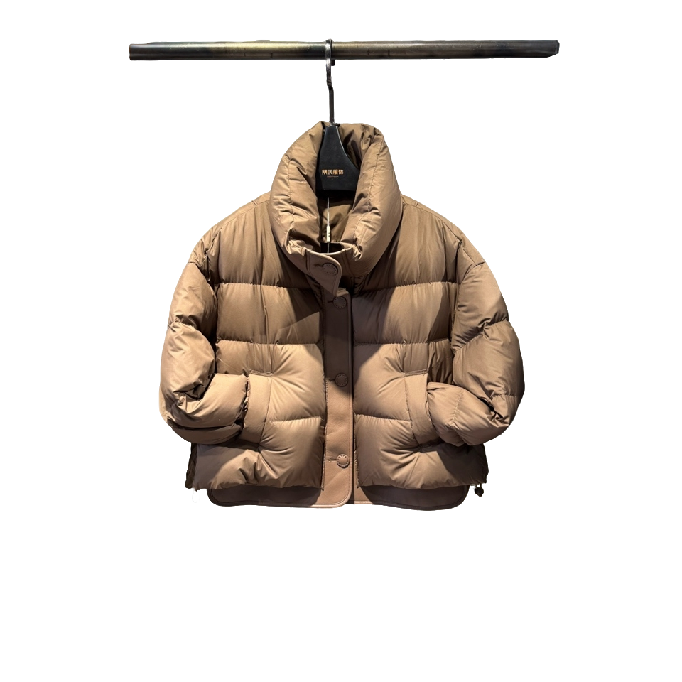 立领拼接女短款时尚加厚小个子面包服