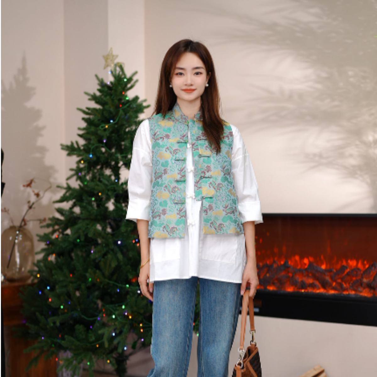 【清风明月—麒麟奔月】S2030  宋锦 新中式珍藏复古时尚百搭马甲