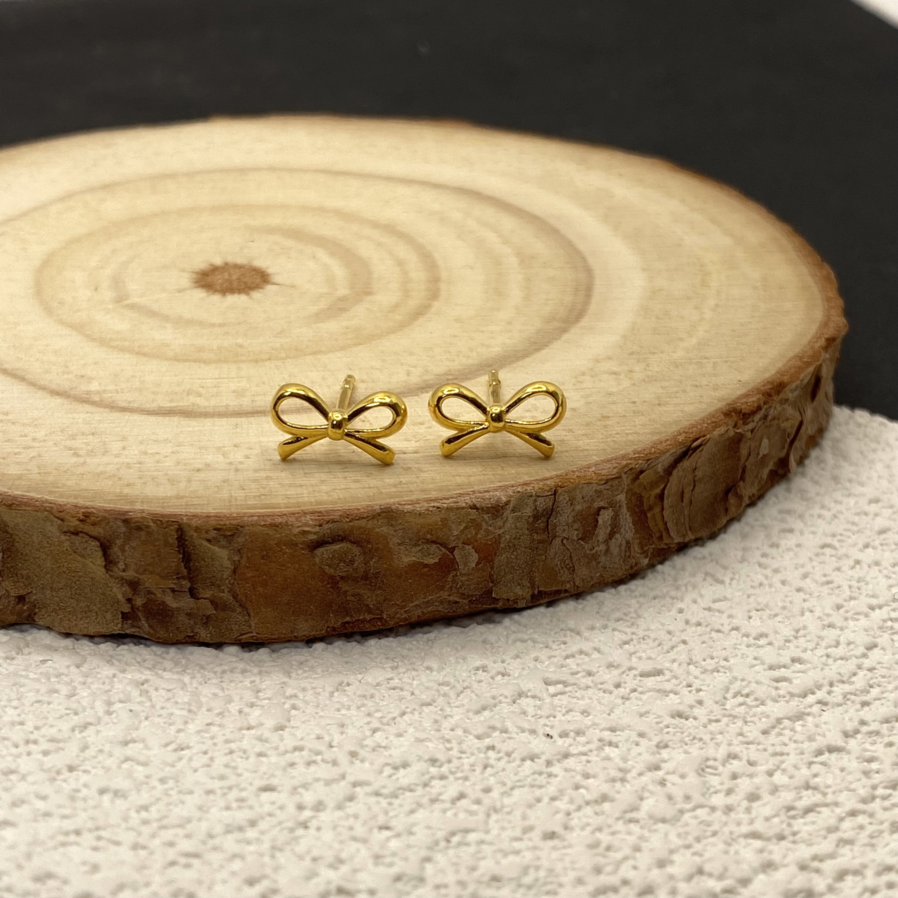 【金喜缘】足金999 蝴蝶结耳钉/带钢印证书