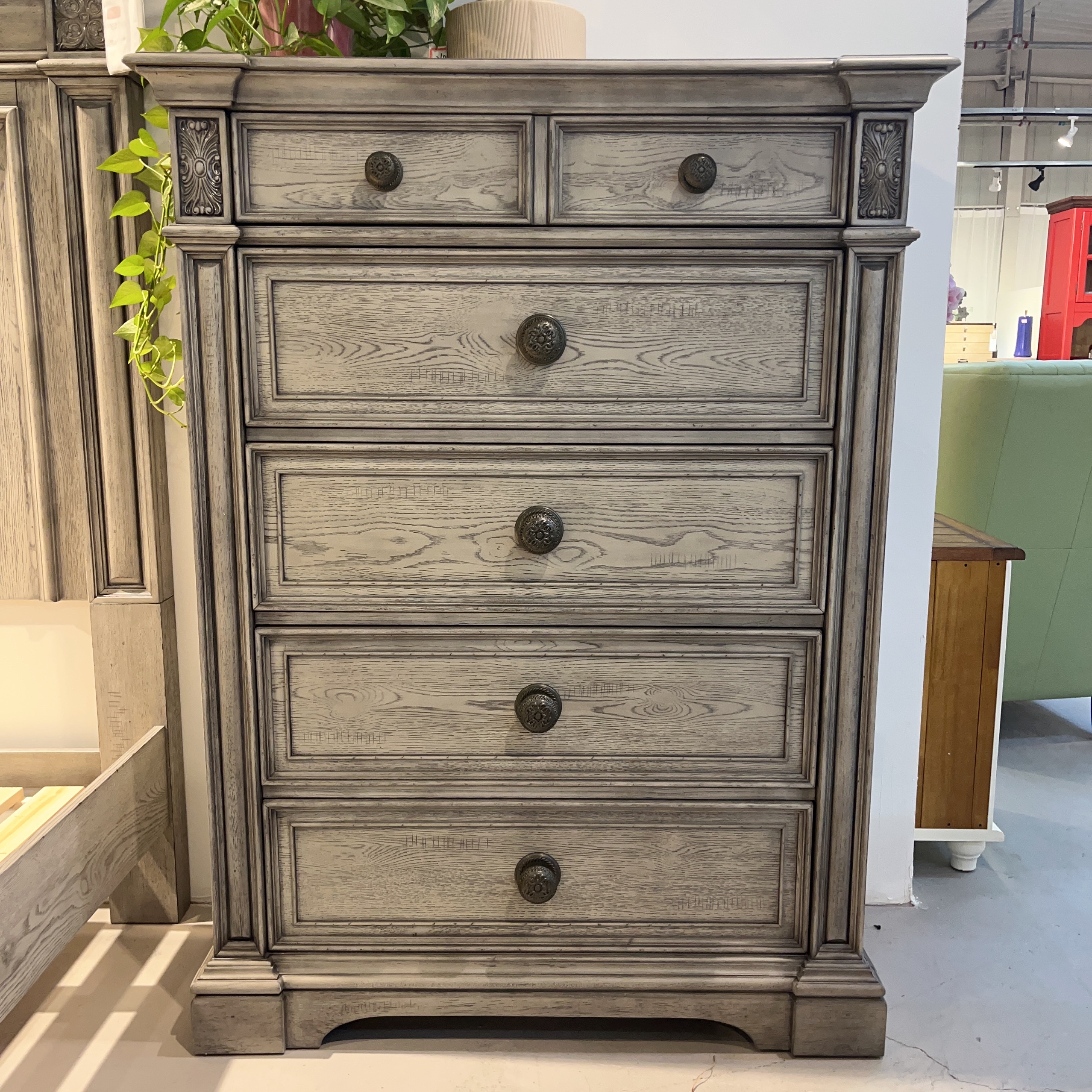 CS KLSN美式经典简约客厅置物五斗柜-923-681-尺寸：1067*483*1397