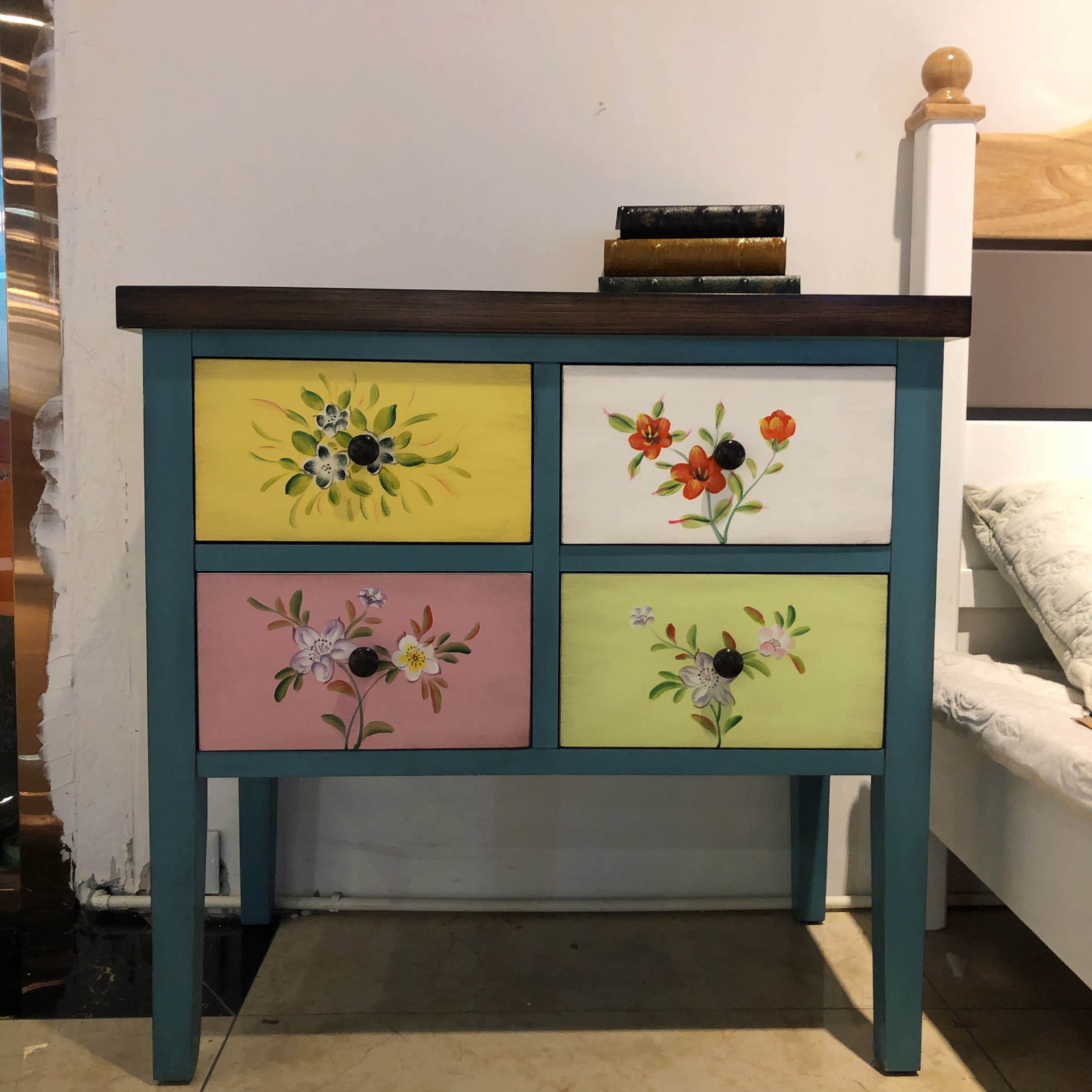 CS美式经典居家客厅置物柜-彩绘柜子-00024-尺寸：800*430*780