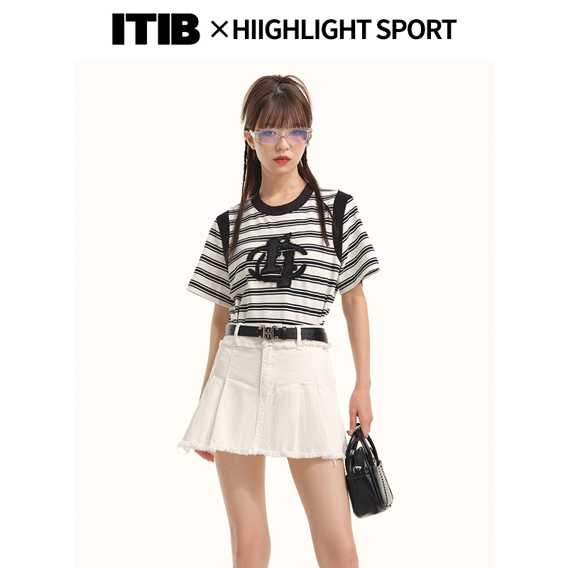 【小熊粉丝专享】HiiGHLIGHT SPORT复古毛边牛仔半裙IA231XZ0732