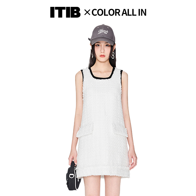 ITIB新款×设计师联名款时尚休闲气质夏季小香风无袖女吊带背心裙