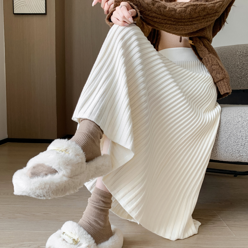 【冲量价】针织百褶裙半身裙2024秋冬新款显瘦气质高腰百搭A字裙子