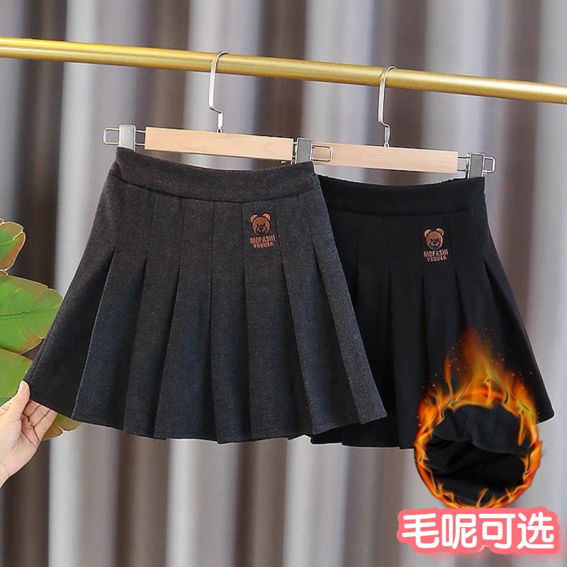 女童冬季百褶裙半身裙2025新款秋款大童装女孩jk学院风儿童短裙子