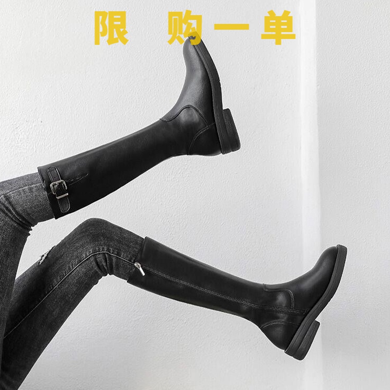 红蜻蜓牌长筒靴女2023新款秋冬高筒靴小个子长靴爆款中筒皮靴马gh