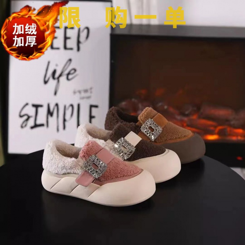 红蜻蜓牌羊羔毛2023秋冬小个子增高棉鞋加绒厚底毛毛鞋百搭软底gh