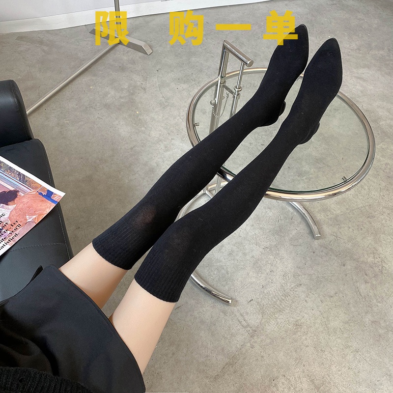 红蜻蜓牌弹力袜子靴女2023新款女百搭长筒针织过膝粗跟尖头瘦瘦gh