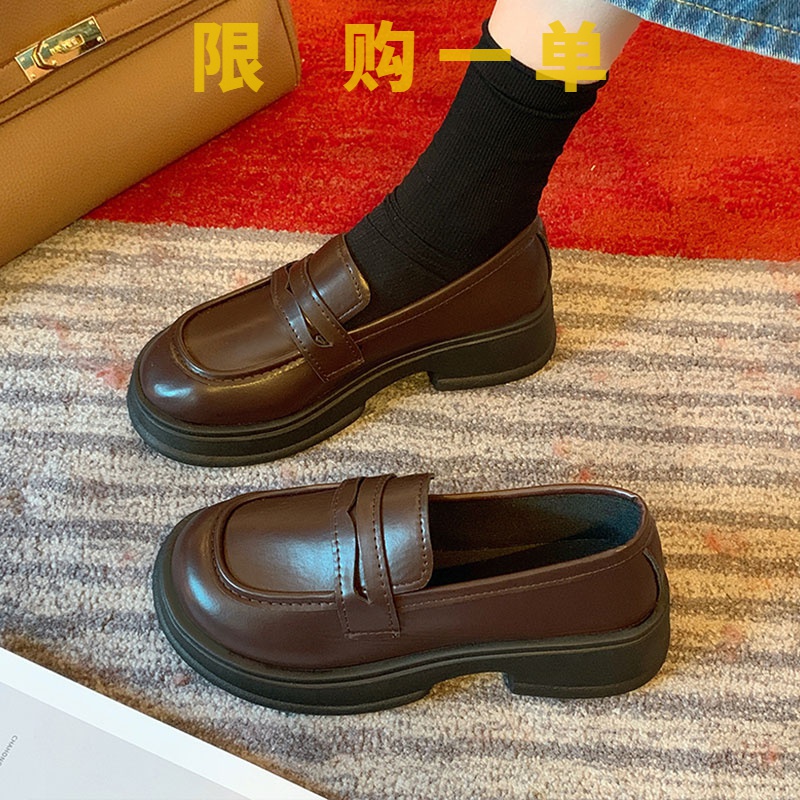 红蜻蜓牌小皮鞋女2023夏季新款英伦风jk粗跟厚底乐福鞋女学院休gh