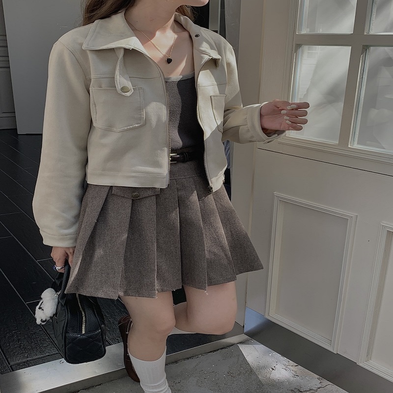 皮衣时尚洋气春秋季网红复古设计感鹿皮绒气质显瘦短款外套女长袖