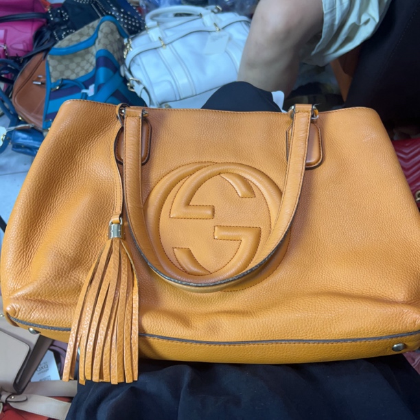 95新 GUCCI/古驰 古驰 百搭款橙色流苏单肩包