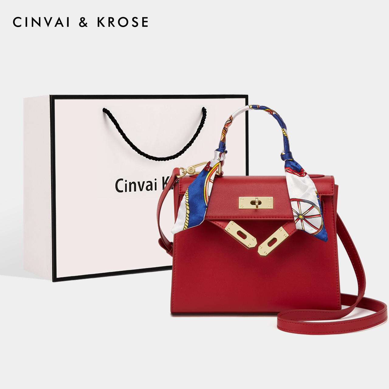 【官方正品Cinvai&Krose】2023年新款迷你凯莉包斜挎包手提包女婚包