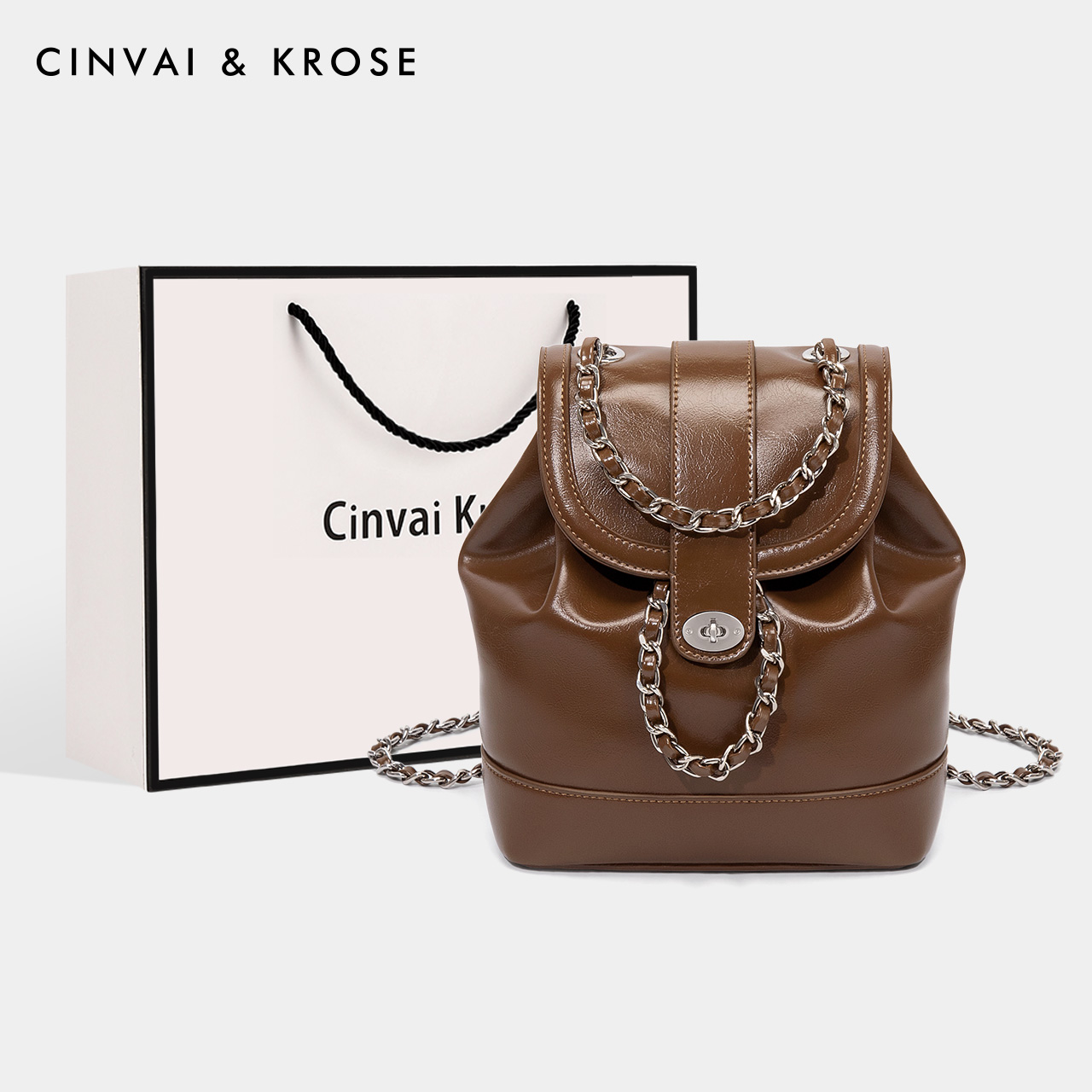 【官方正品Cinvai&Krose】双肩包2024流行女包时尚链条包小背包女款