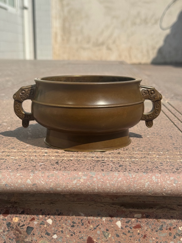 山西铜炉铜香炉夔龙耳碳养炉熏香