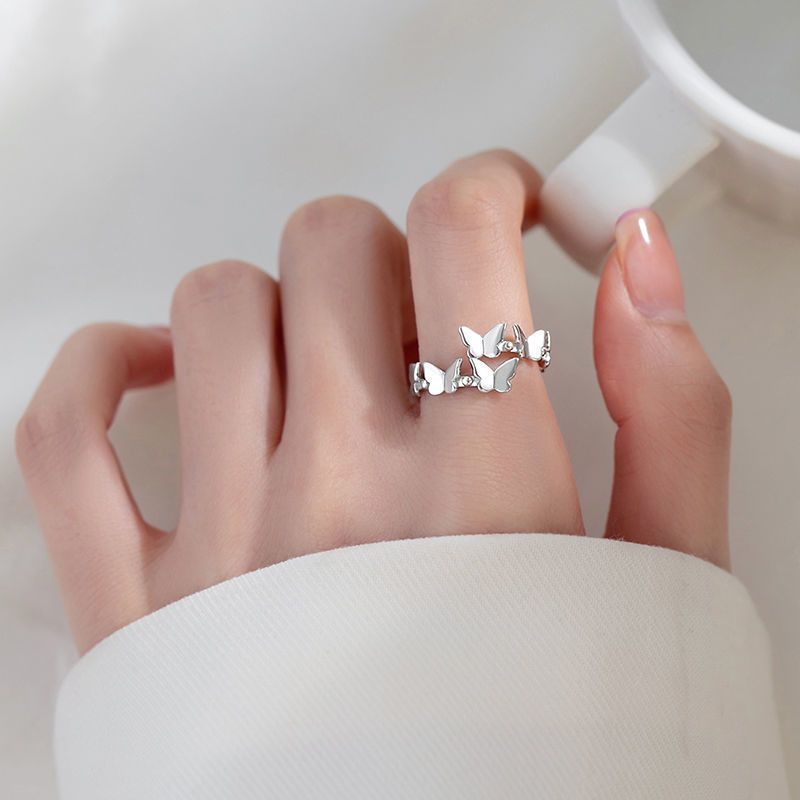 铜合金戒指 小众时尚百搭个性（双层蝴蝶）开口网红可调节戒指精致