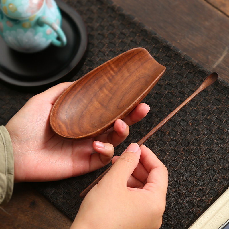 北美胡桃木茶则茶荷茶拨茶夹套装中式复古茶道六君子茶具配件