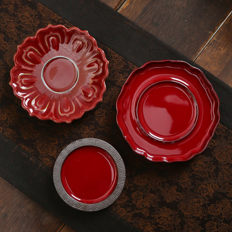 庄垂仁故宫红壶承盖碗托盘壶垫干泡盘中式养壶垫铁胎红色功夫茶具