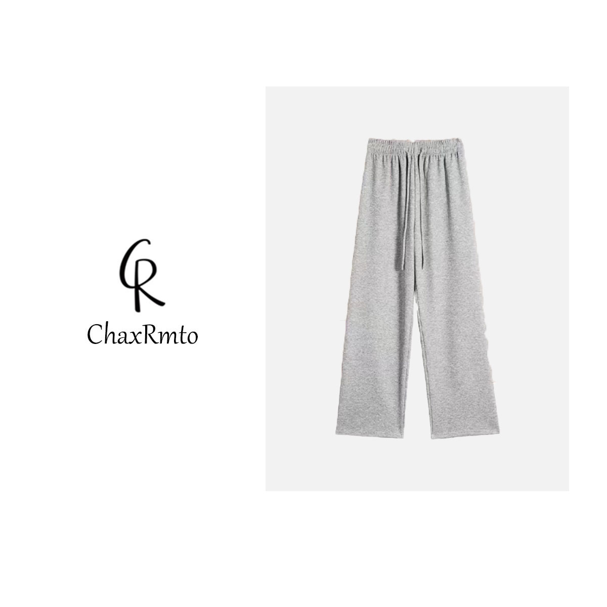 ChaxRmto 气质松紧腰细绳休闲裤简约直筒阔腿裤 斯斯63067