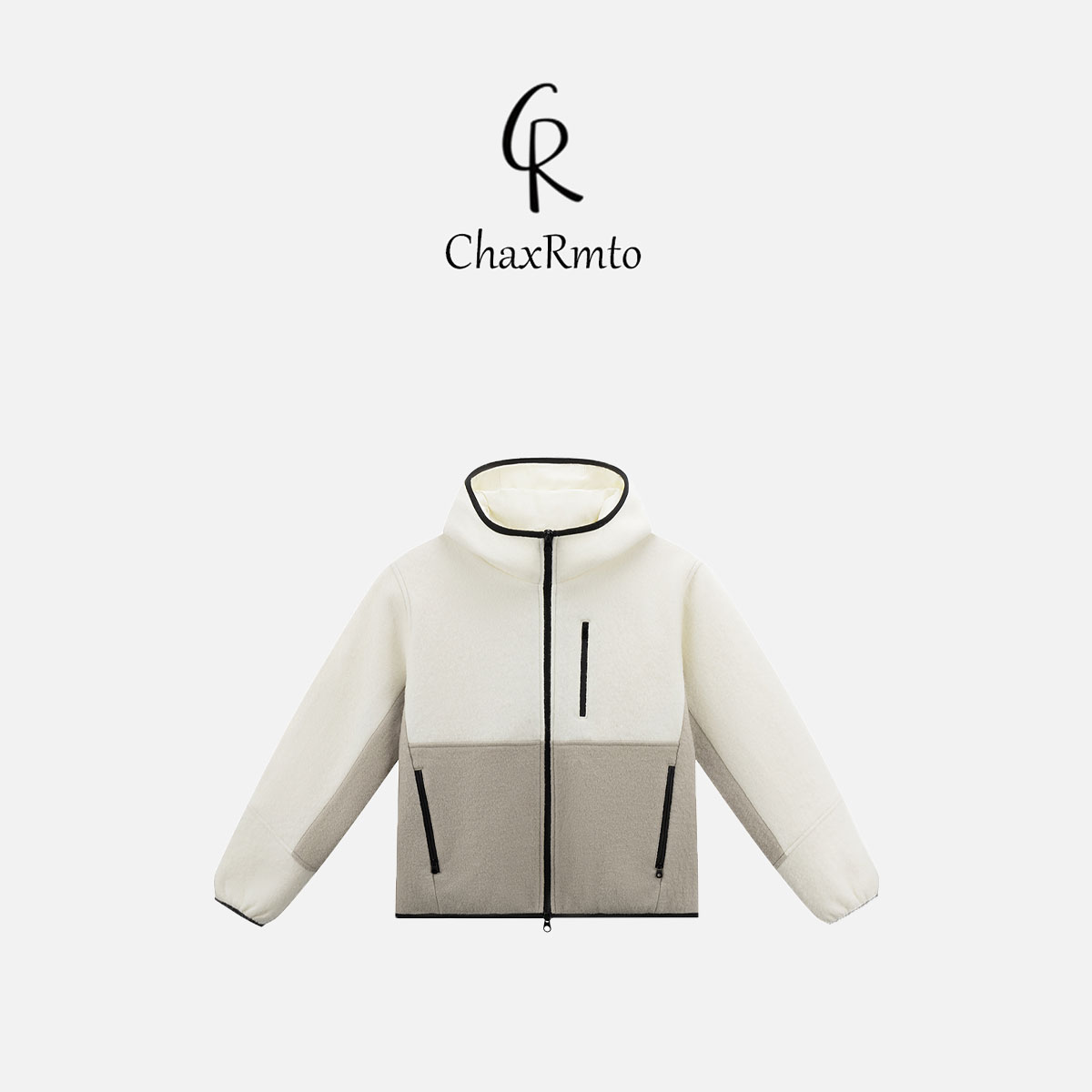 ChaxRmto 秋冬休闲拼色连帽加厚外套百搭长袖上衣 斯斯CC1C1600