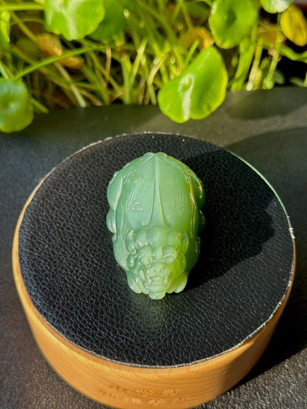 【俄料】和田玉碧玉 粉猫眼 肥貔貅 挂件 把件