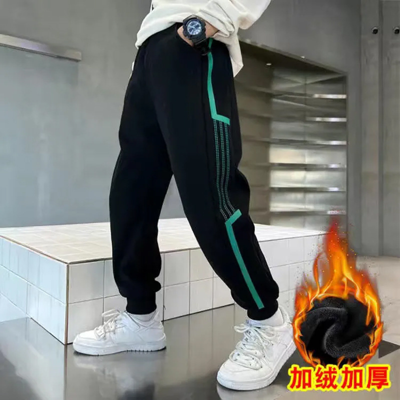 儿童装男童加绒裤子春秋款男孩长裤中大童运动裤秋冬休闲卫裤潮款
